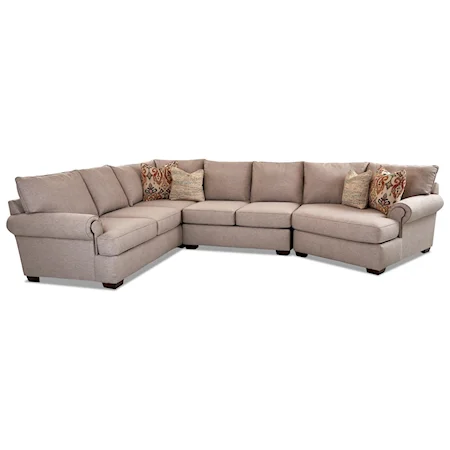 Traditional 5-Seat Sectional Sofa with RAF Cuddler Chair